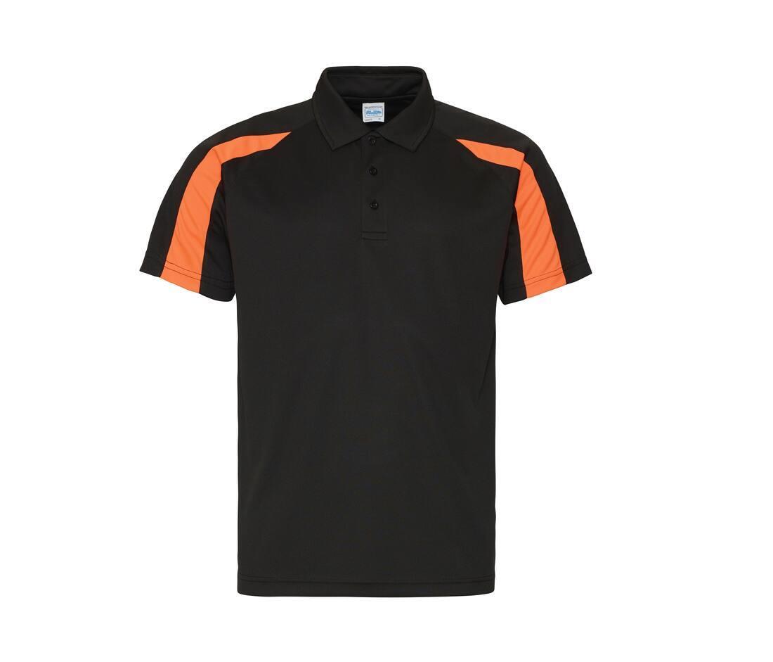 Sport Polo heren zwart met oranje te personaliseren bedrukbaar