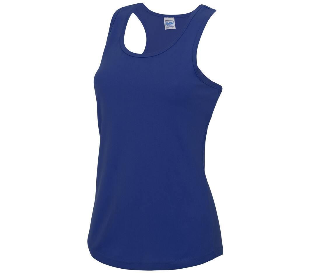 Sport T-shirt royal blauw dames zonder mouw te personaliseren te bedrukken tanktop