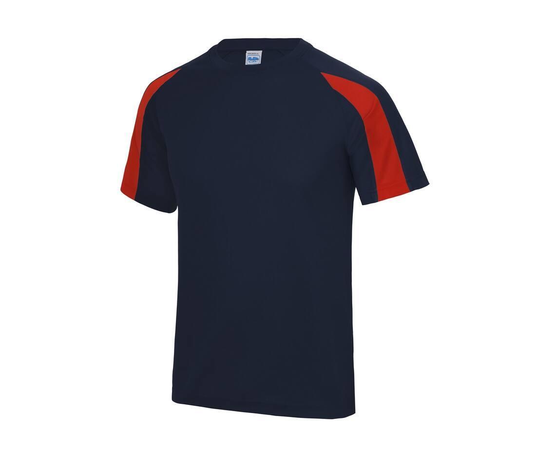 Sport T-shirt voor mannen donkerblauw met rood bedrukken met team logo