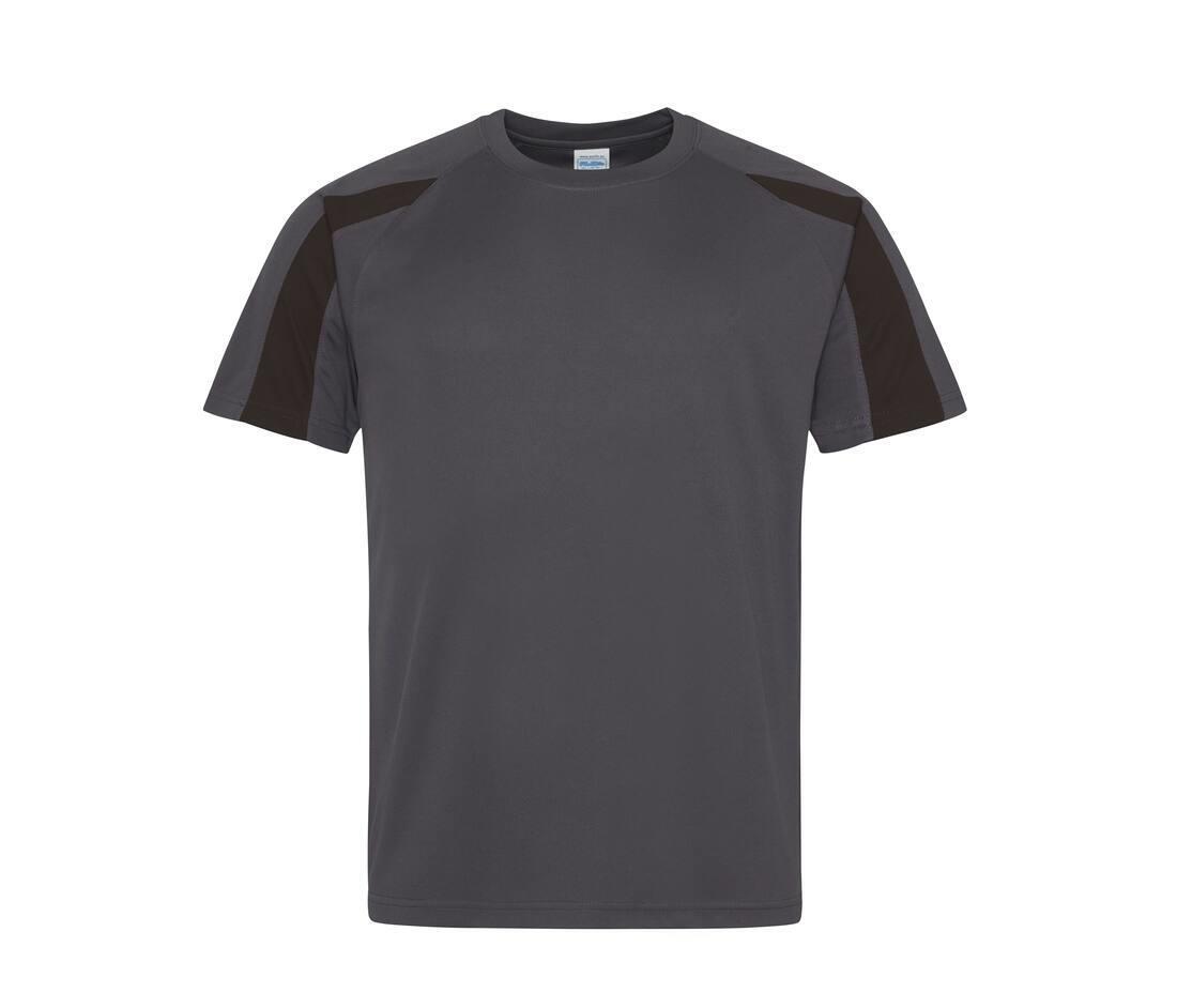 Sport T-shirt voor mannen grijs met zwart bedrukken met team logo
