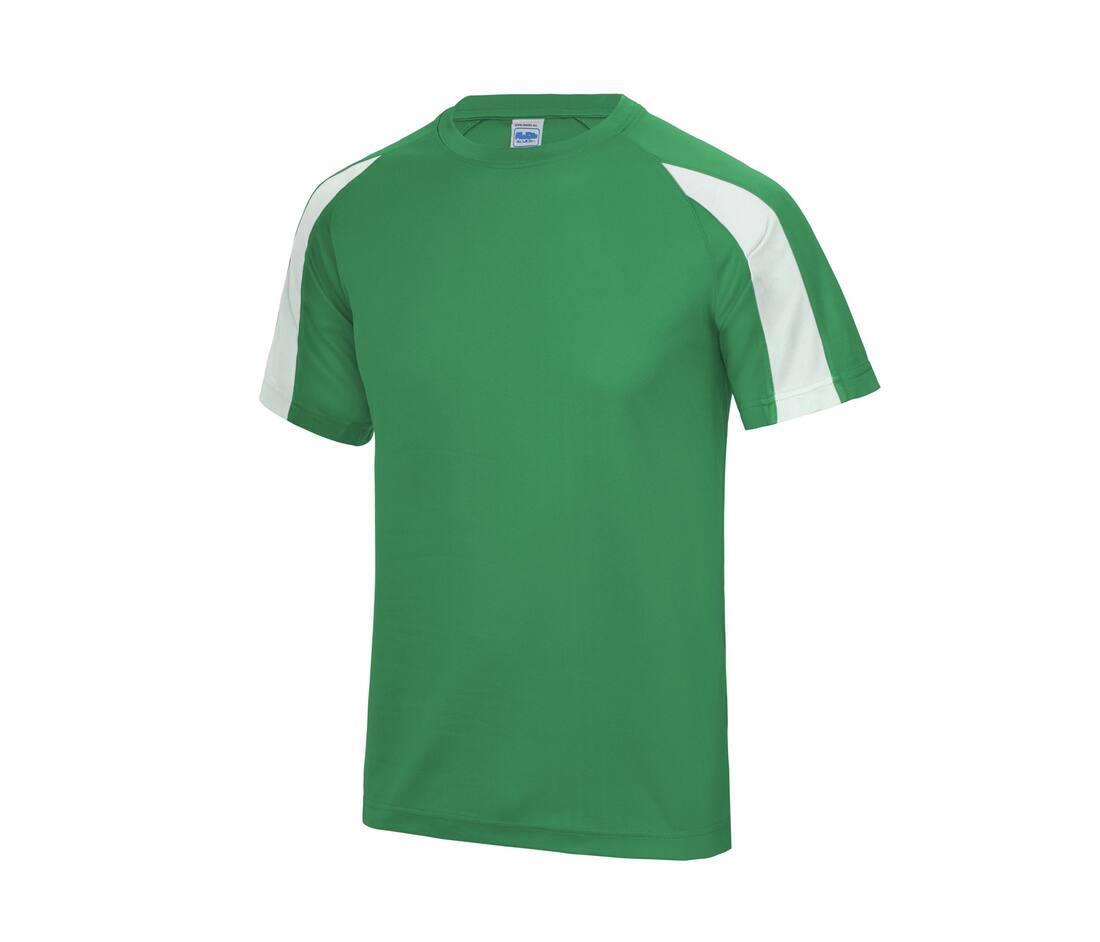 Sport T-shirt voor mannen kelly groen met wit bedrukken met team logo