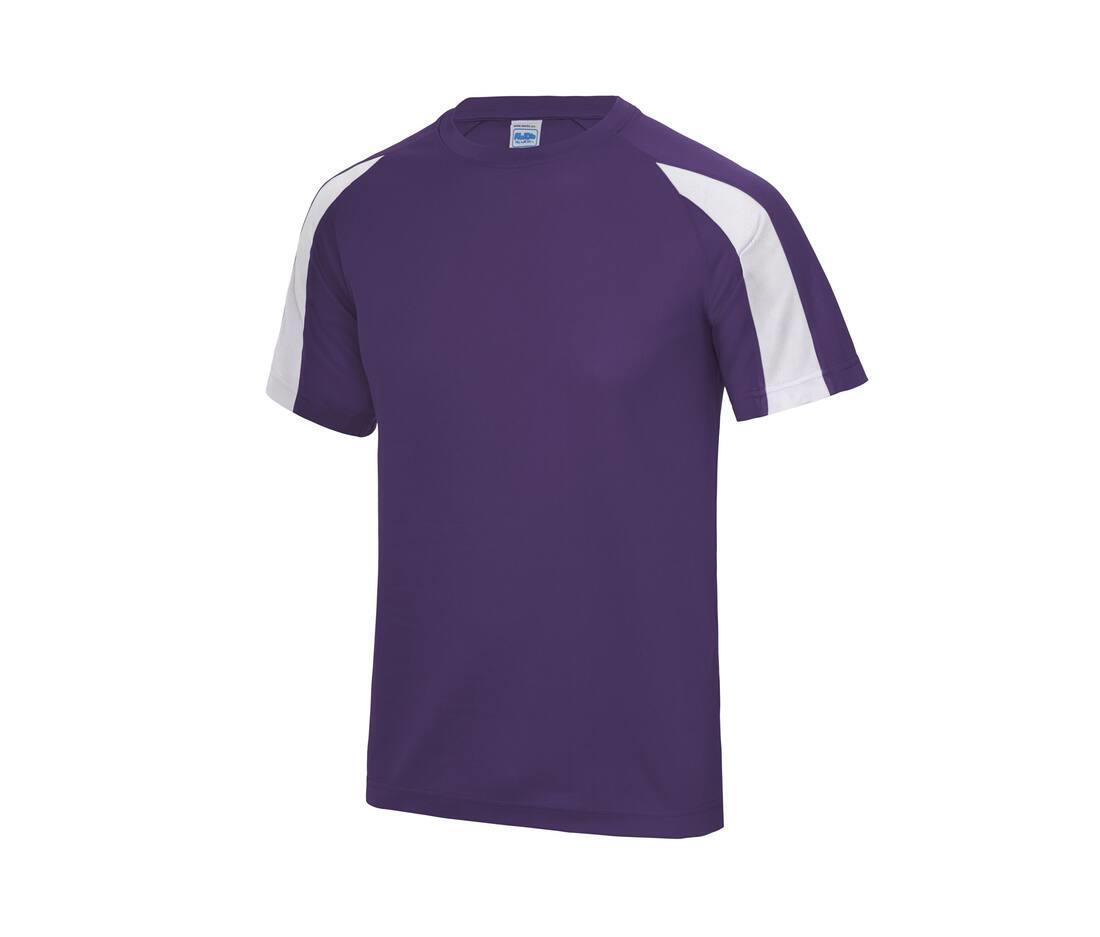 Sport T-shirt voor mannen paars met wit bedrukken met team logo