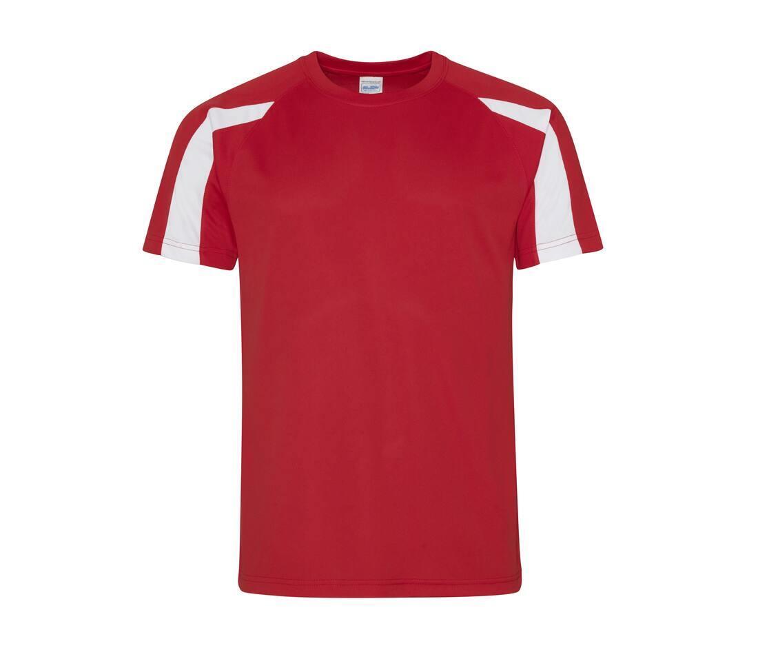 Sport T-shirt voor mannen rood met wit bedrukken met team logo