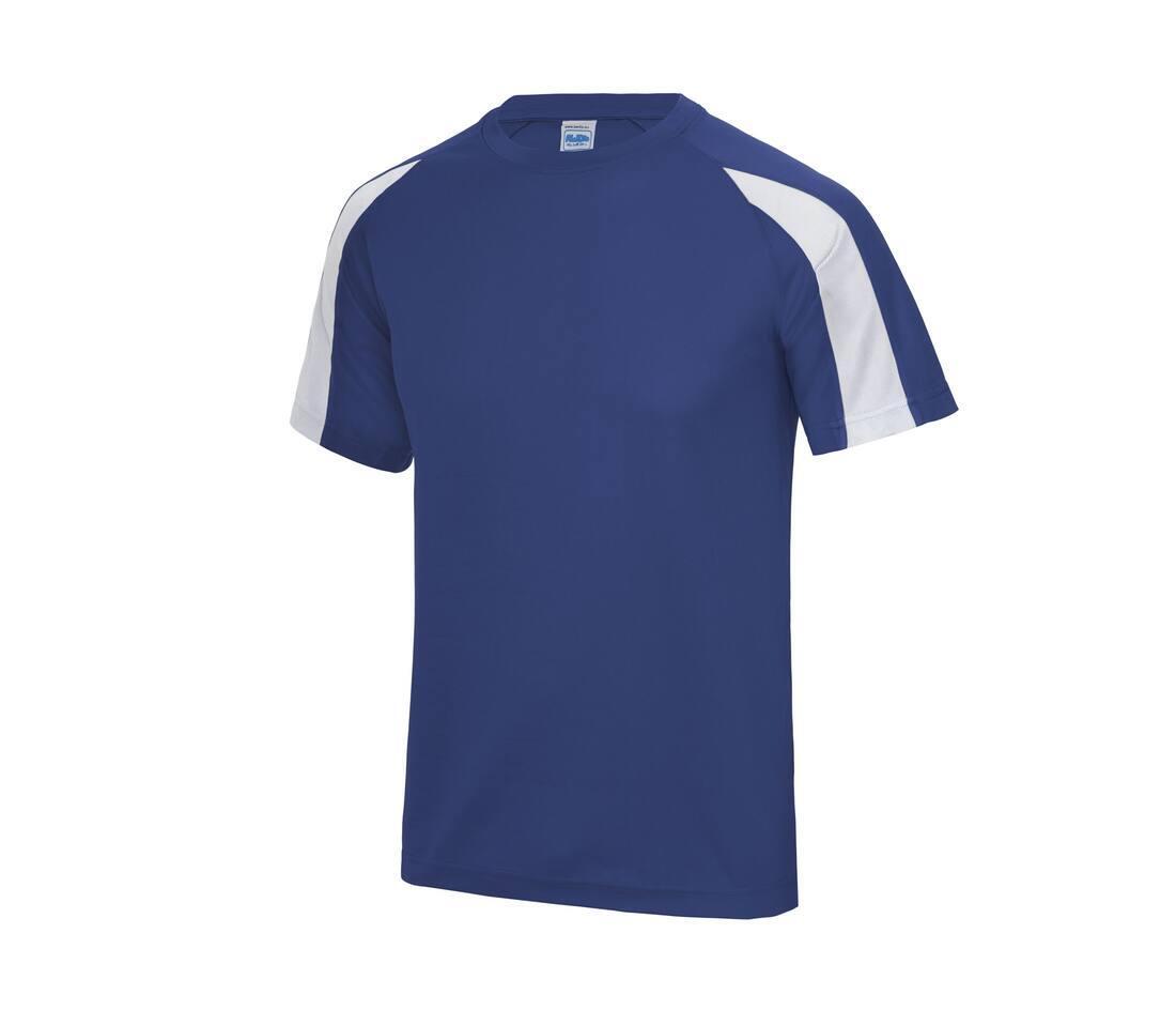 Sport T-shirt voor mannen royal blauw met wit bedrukken met team logo
