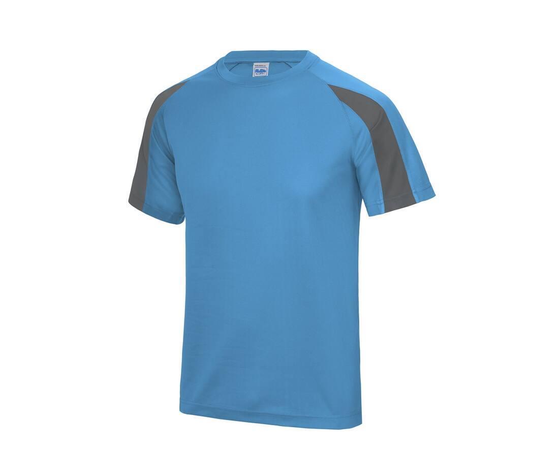 Sport T-shirt voor mannen sapphire blauw met grijs bedrukken met team logo