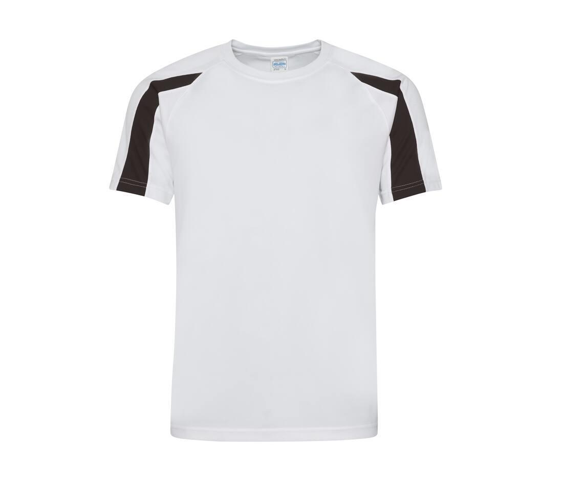 Sport T-shirt voor mannen wit met zwart bedrukken met team logo