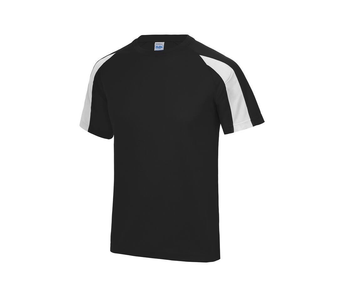 Sport T-shirt voor mannen zwart met wit bedrukken met team logo