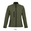 Sportieve dames softshell jacket leger groen met een borstzakje.