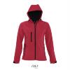Sportieve dames softshell met een capuchon peper rood