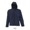 Sportieve heren softshell met een capuchon donkerblauw