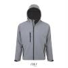 Sportieve heren softshell met een capuchon grijs melange
