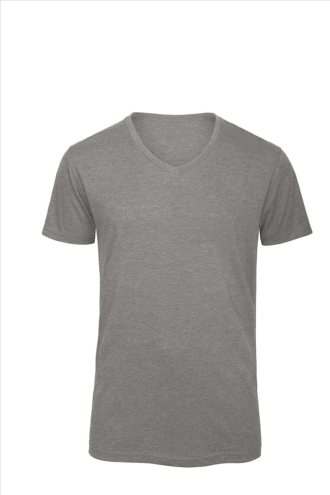 Superzacht T-shirt met V-hals korte mouw heather licht grijs te personaliseren