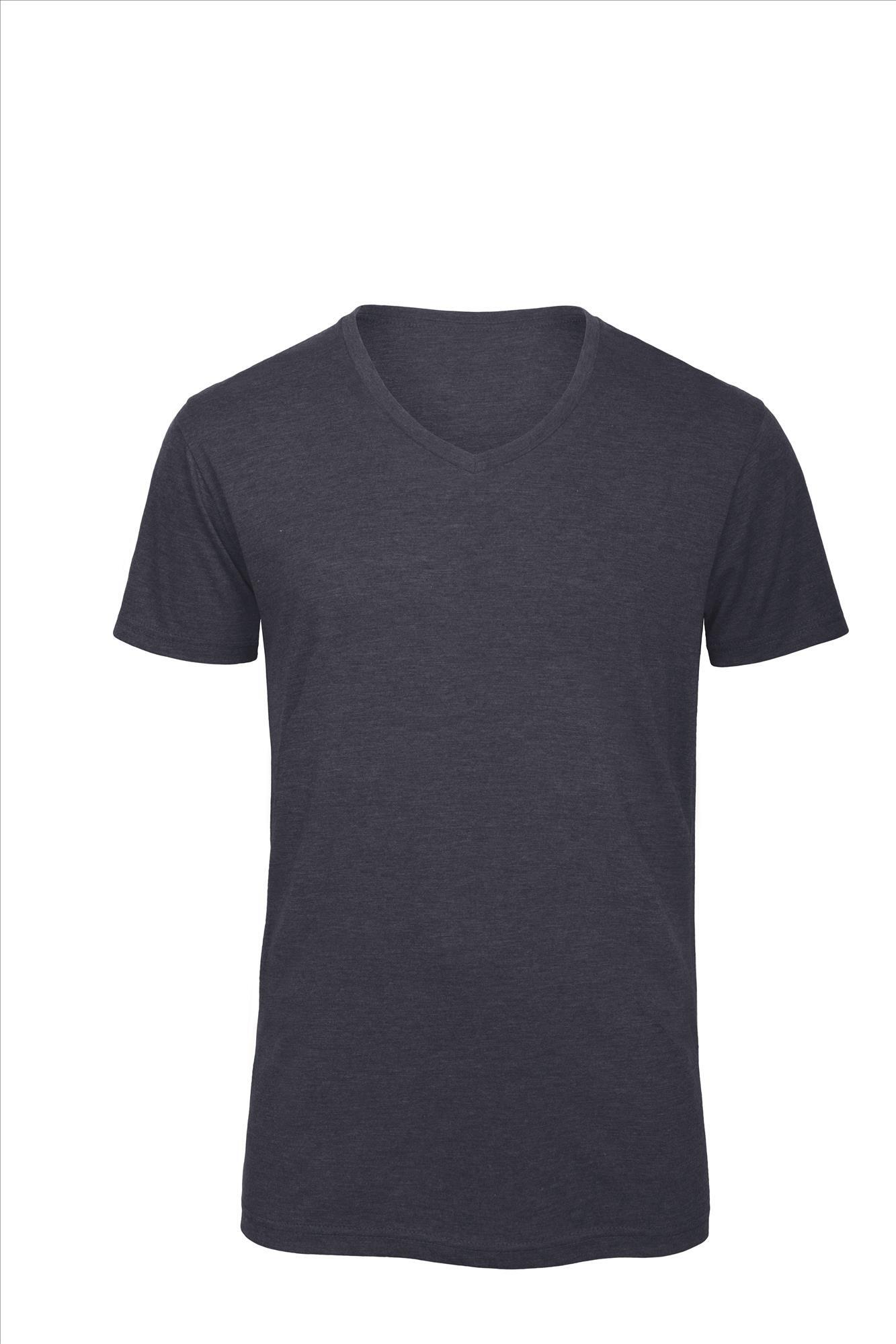 Superzacht T-shirt met V-hals korte mouw heather marine blauw te personaliseren