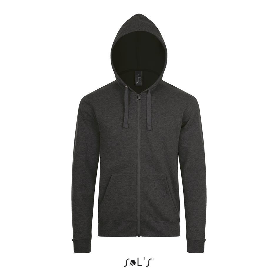 Sweat jacket met hooded voor hem charcoal melange personaliseer