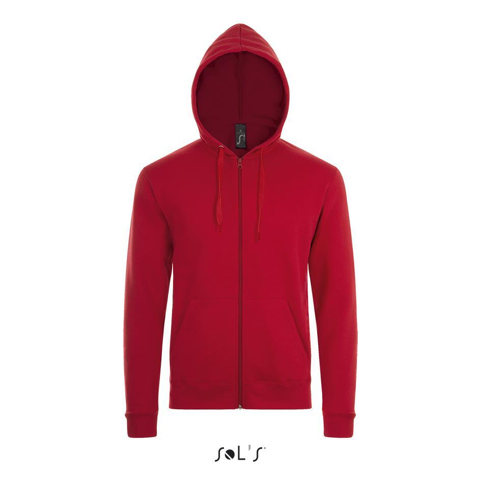 Sweat jacket met hooded voor hem rood personaliseer