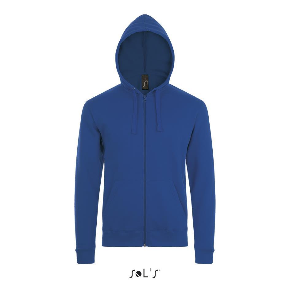 Sweat jacket met hooded voor hem royal blauw personaliseer