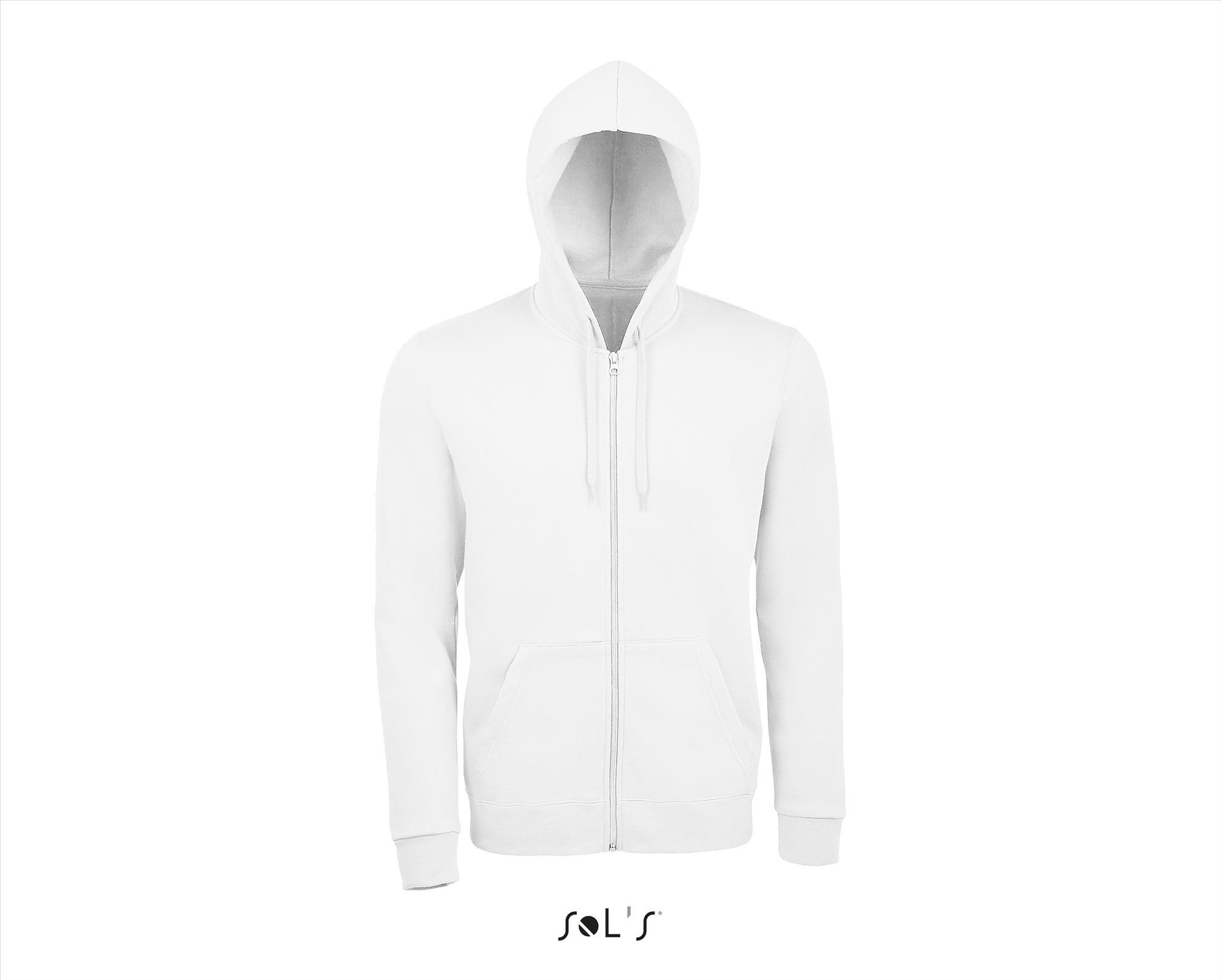 Sweat jacket met hooded voor hem wit personaliseer