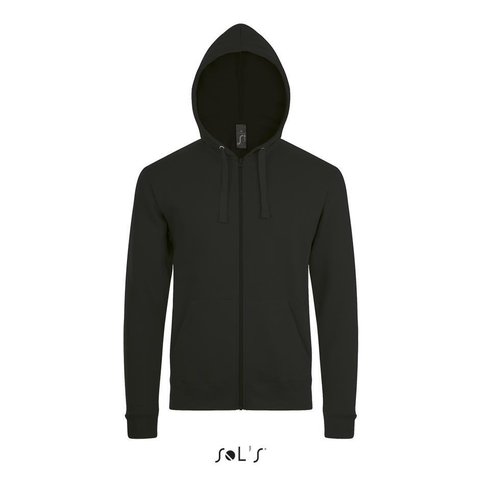 Sweat jacket met hooded voor hem zwart personaliseer