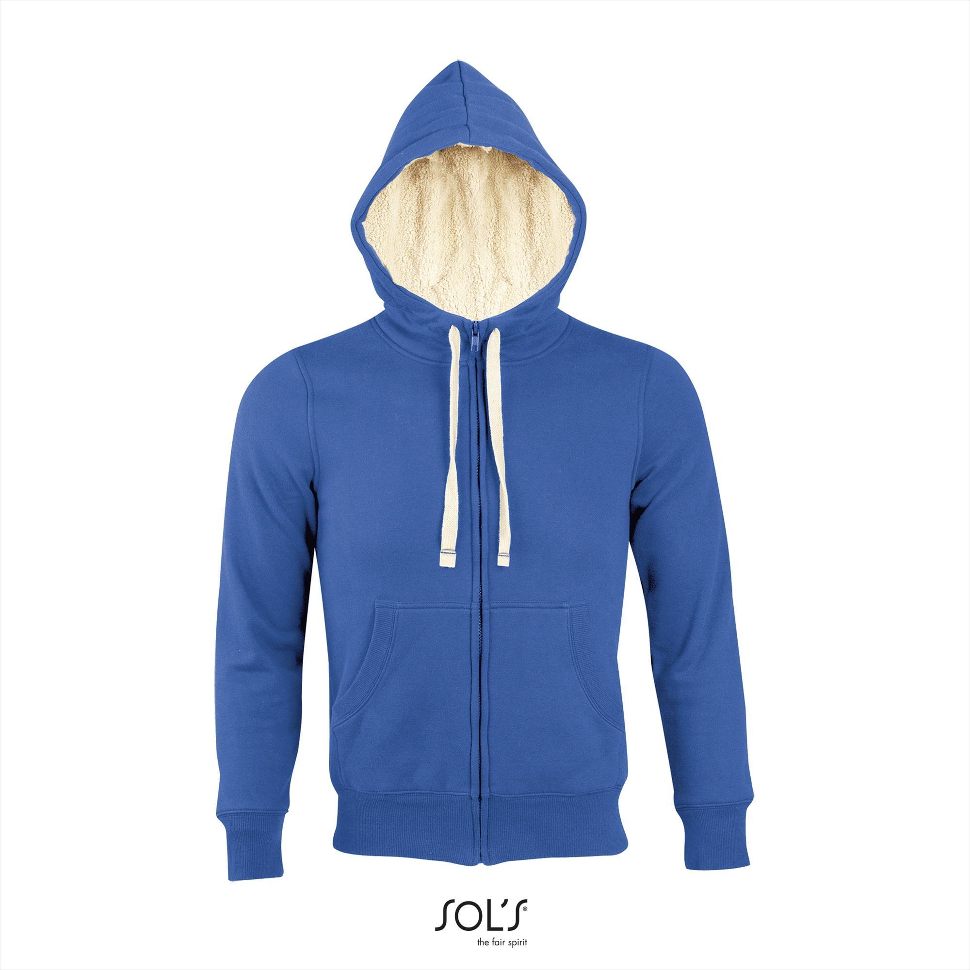 Sweater jacket met gevoerde capuchon royal blauw