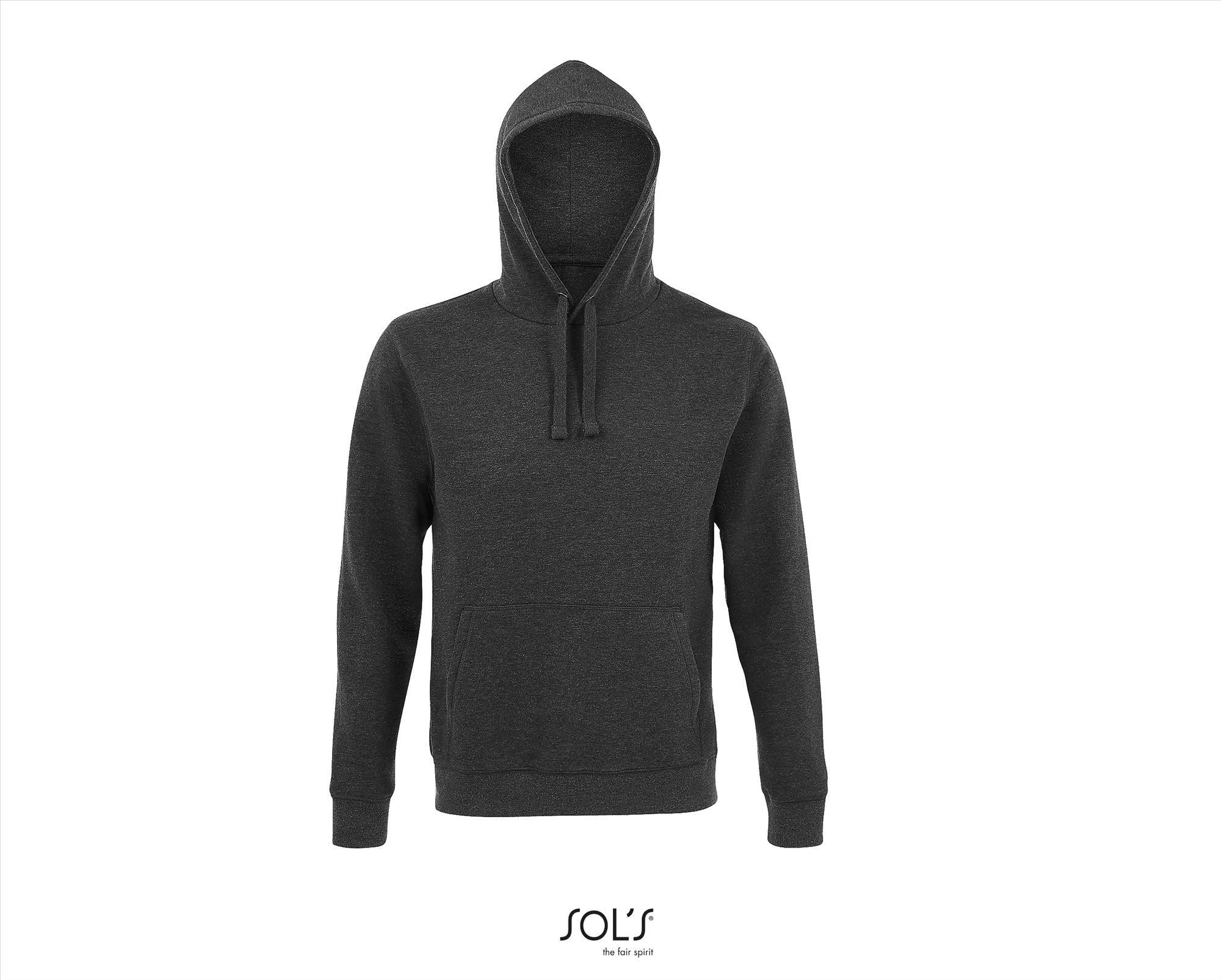 Sweater voor mannen charcoal melange met capuchon