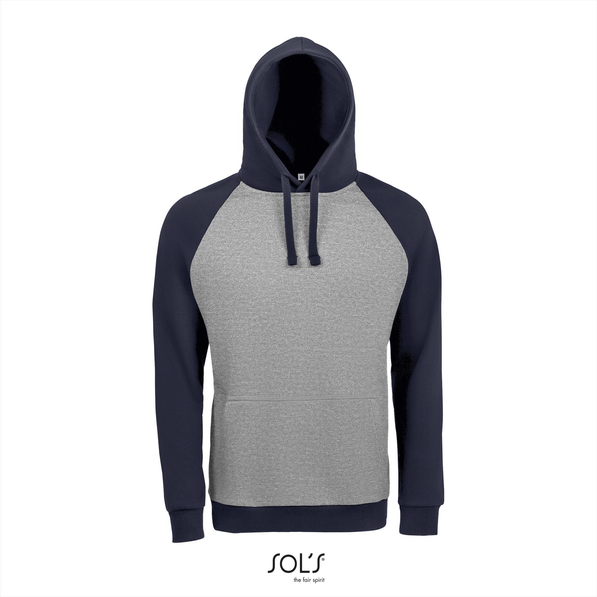 Sweatshirt grijs melange met donkerblauw voor mannen Tweekleurig