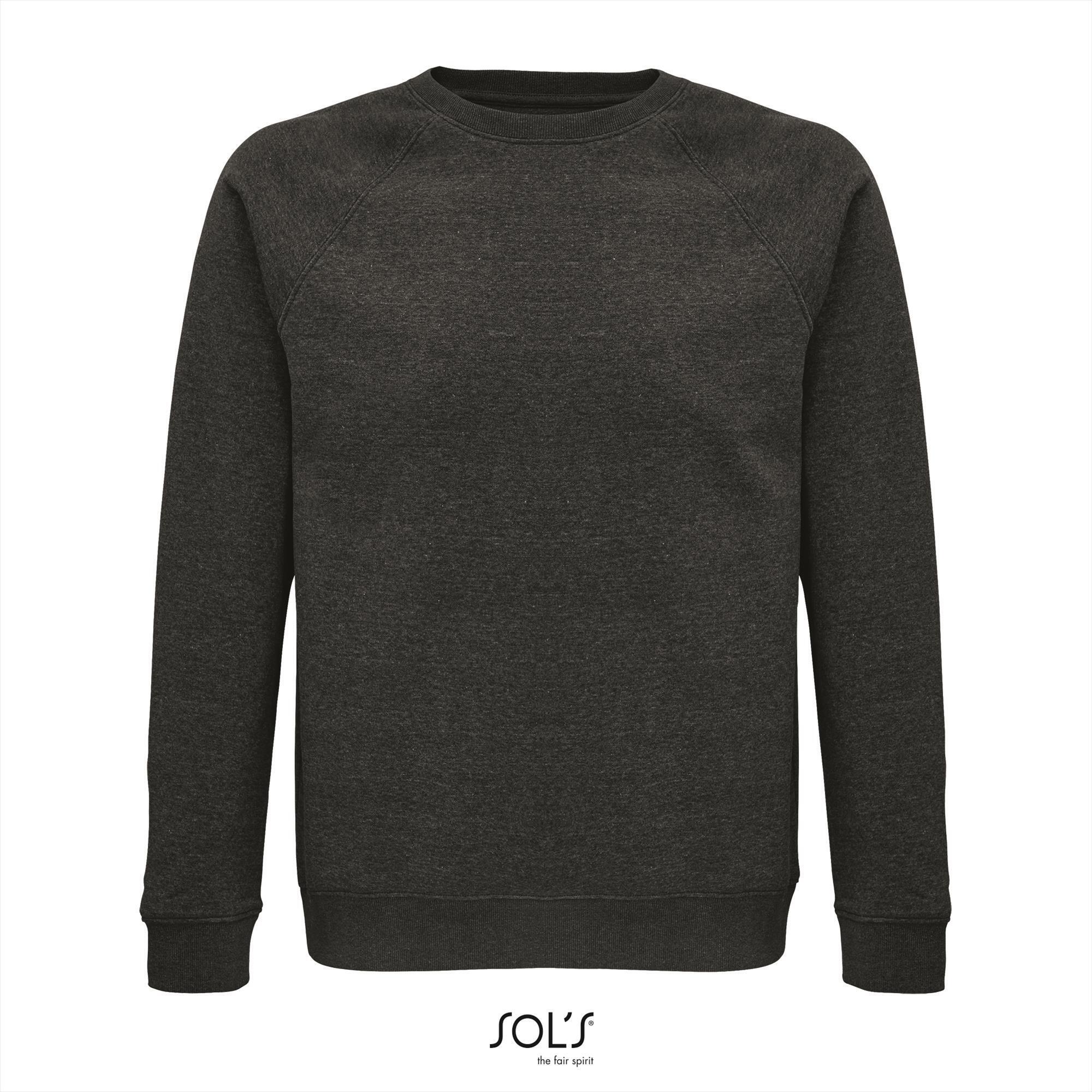 Sweatshirt heren charcoal melange Rondehals