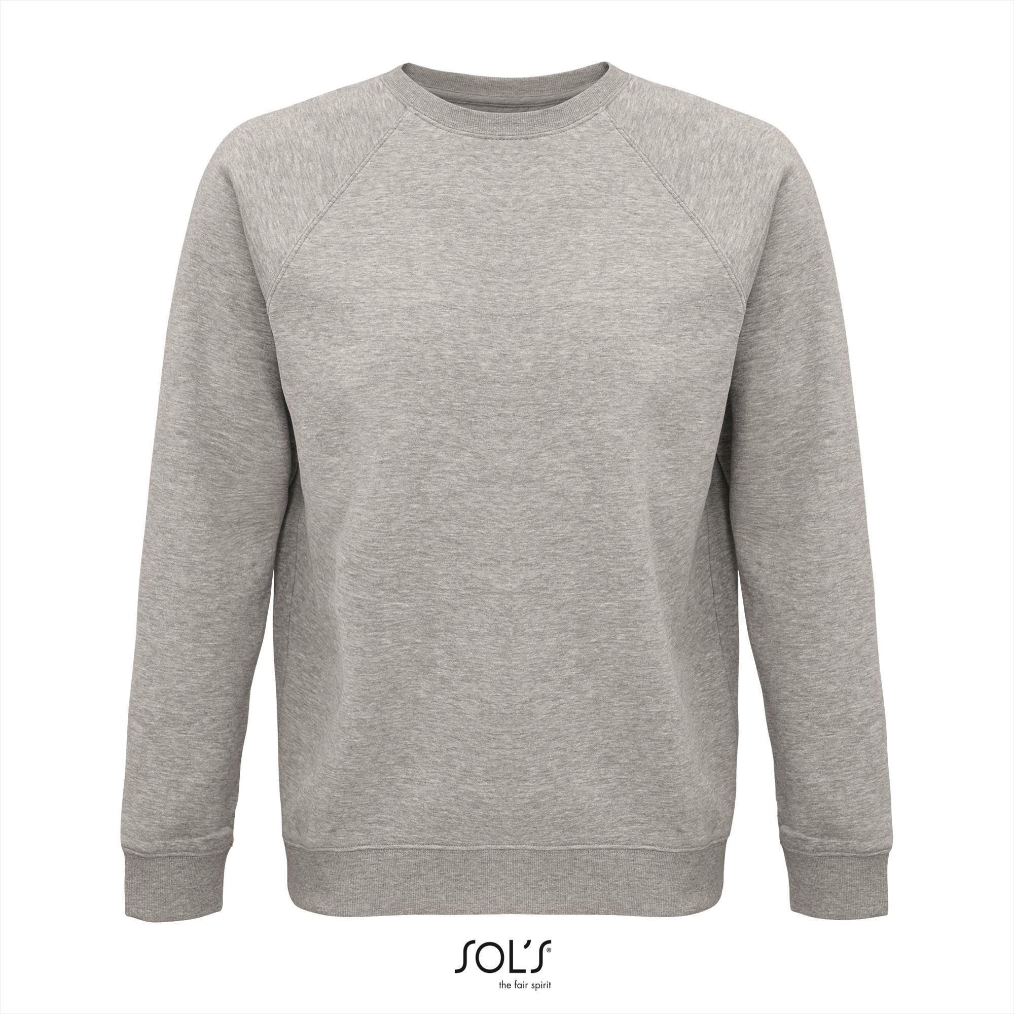 Sweatshirt heren grijs melange Rondehals