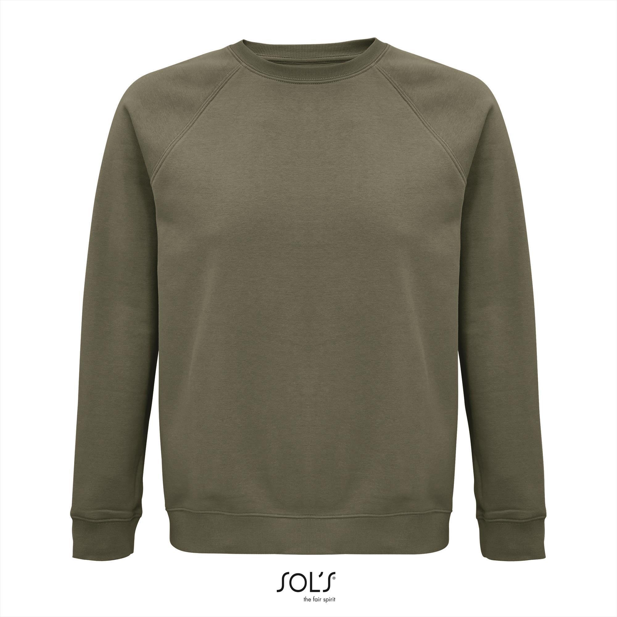 Sweatshirt heren khaki Rondehals