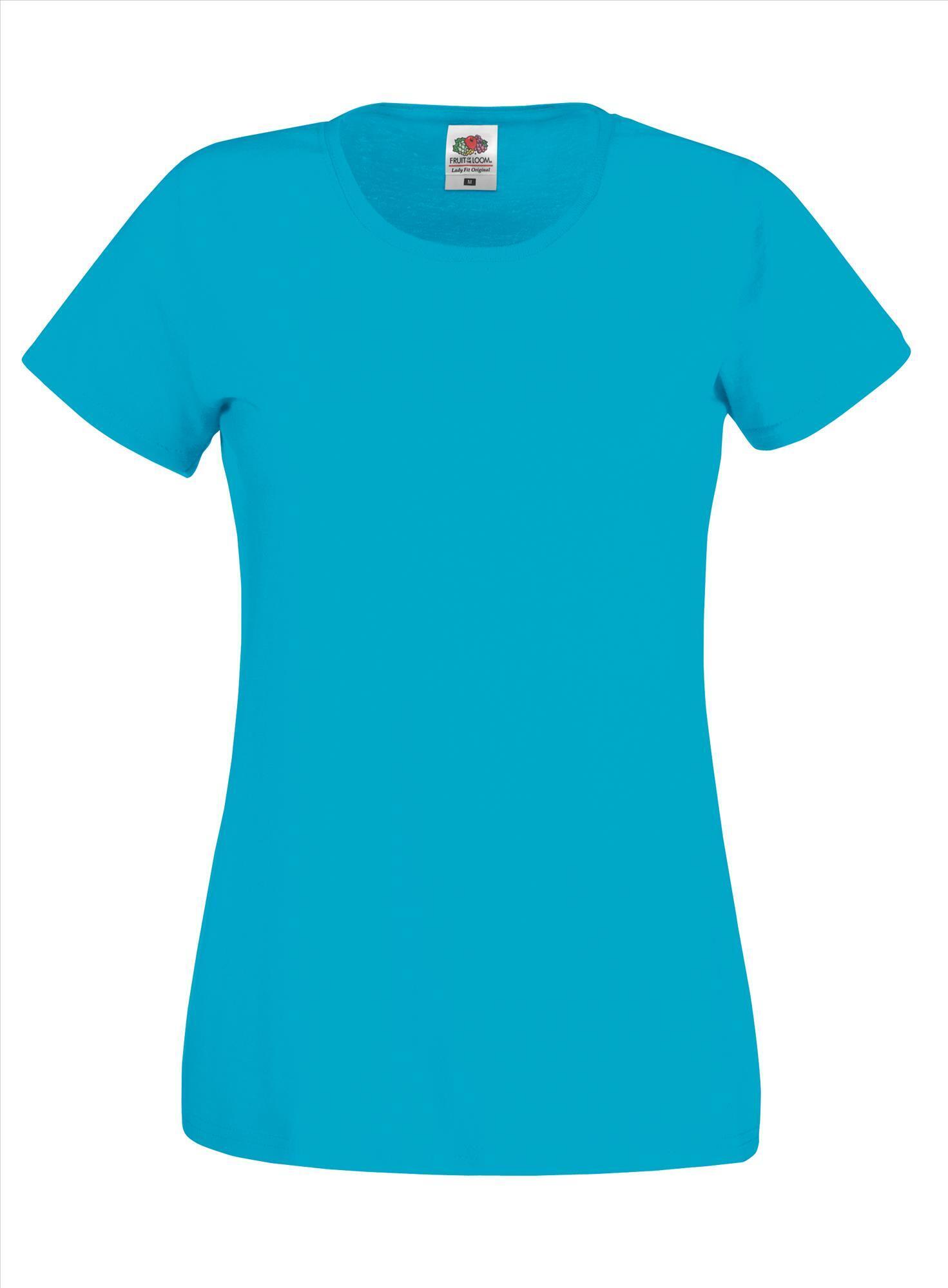 T-shirt azuur blauw voor dames te bedrukken te personaliseren