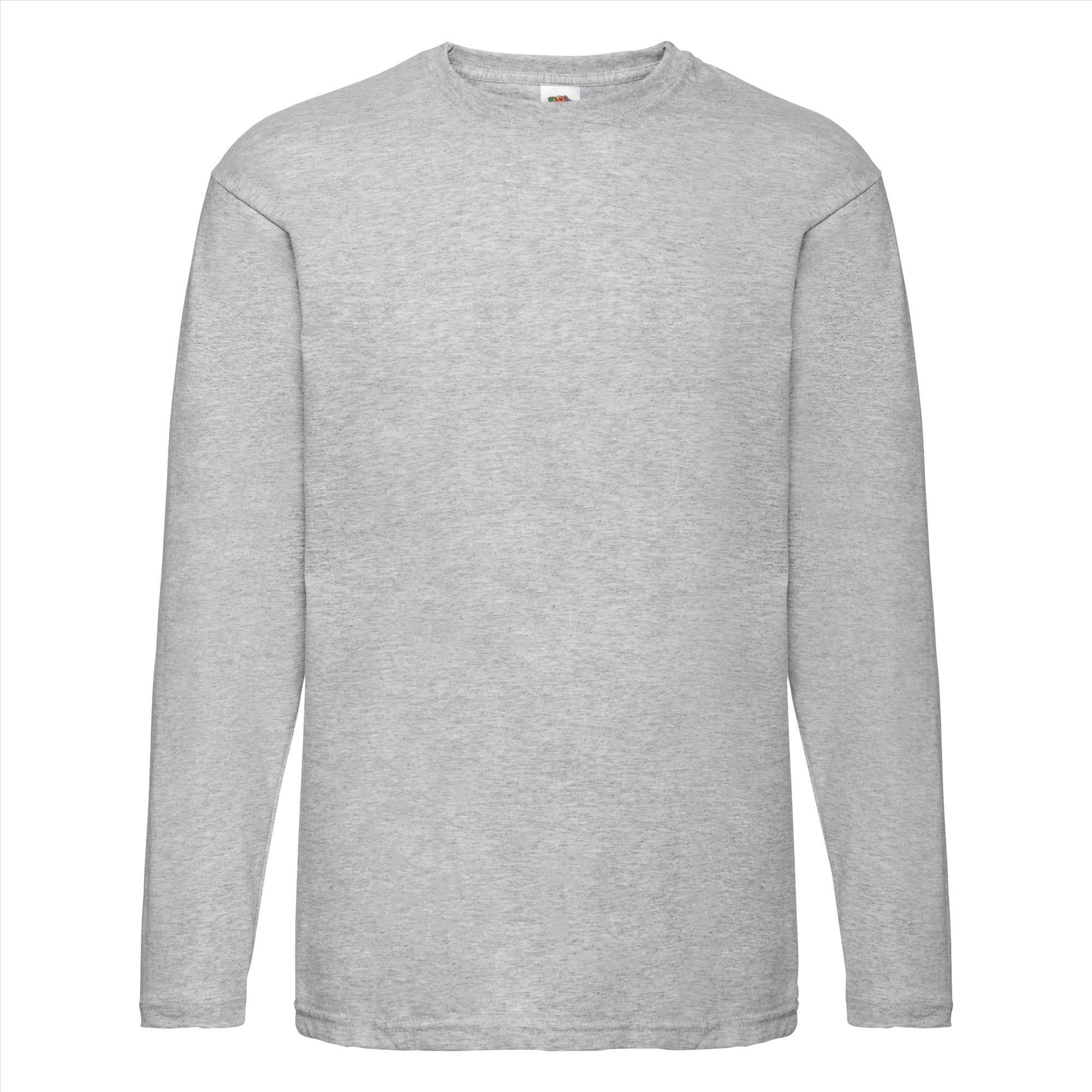 T-shirt heide grijs lange mouwen voor mannen bedrukbaar te personaliseren