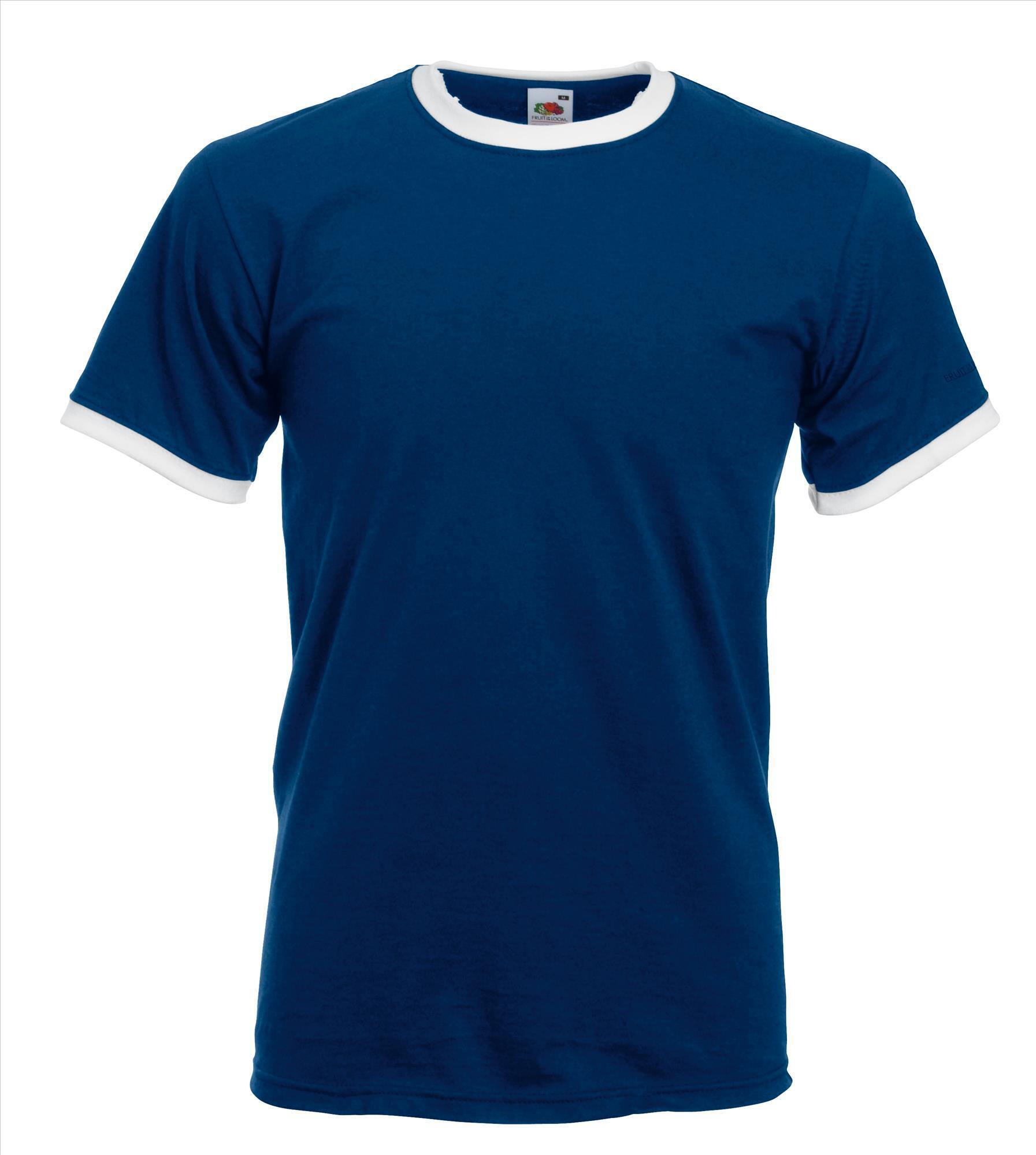 T-shirt korte mouw voor mannen donkerblauw met wit  te bedrukken te personaliseren