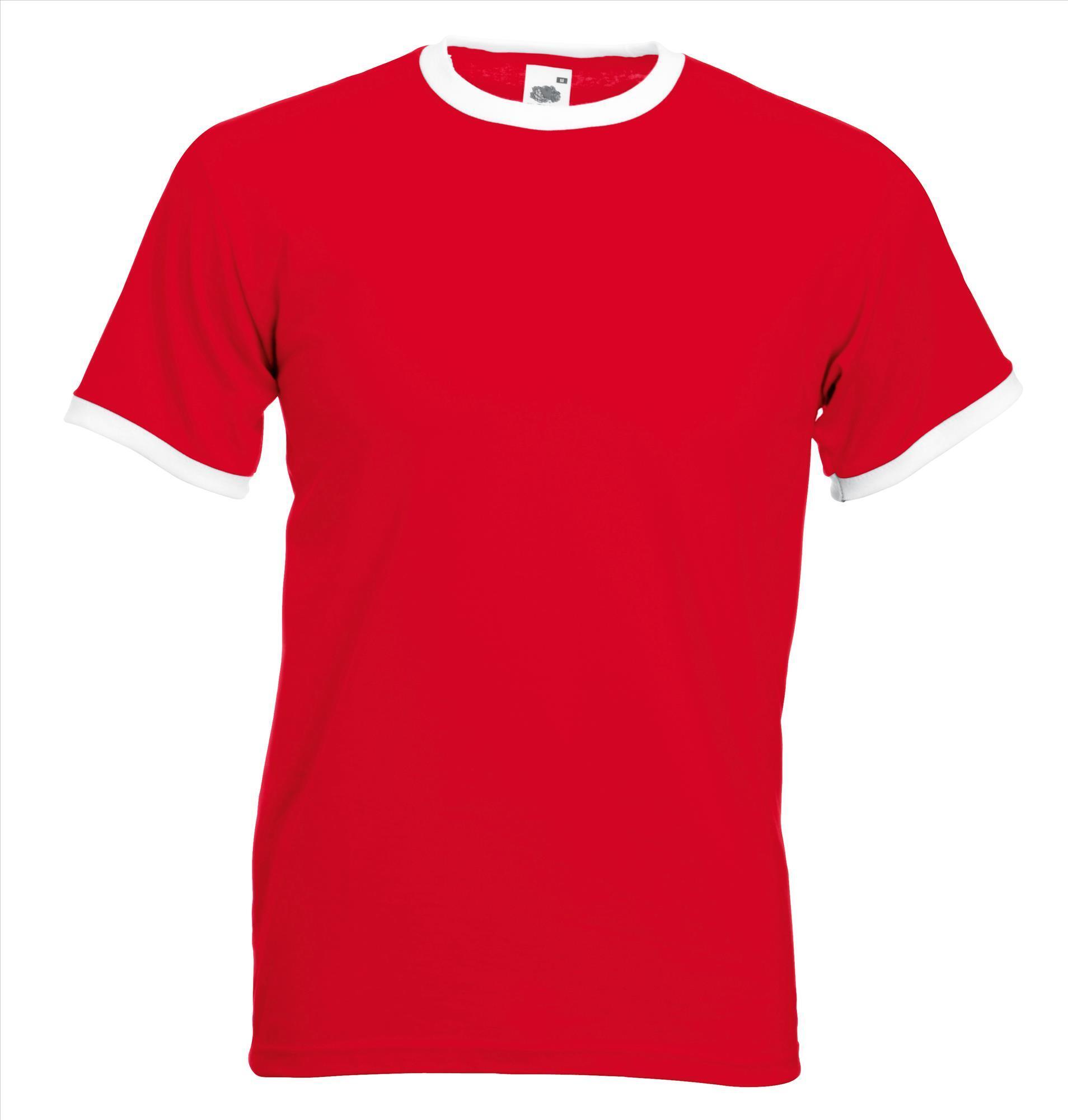 T-shirt korte mouw voor mannen rood met wit te bedrukken te personaliseren