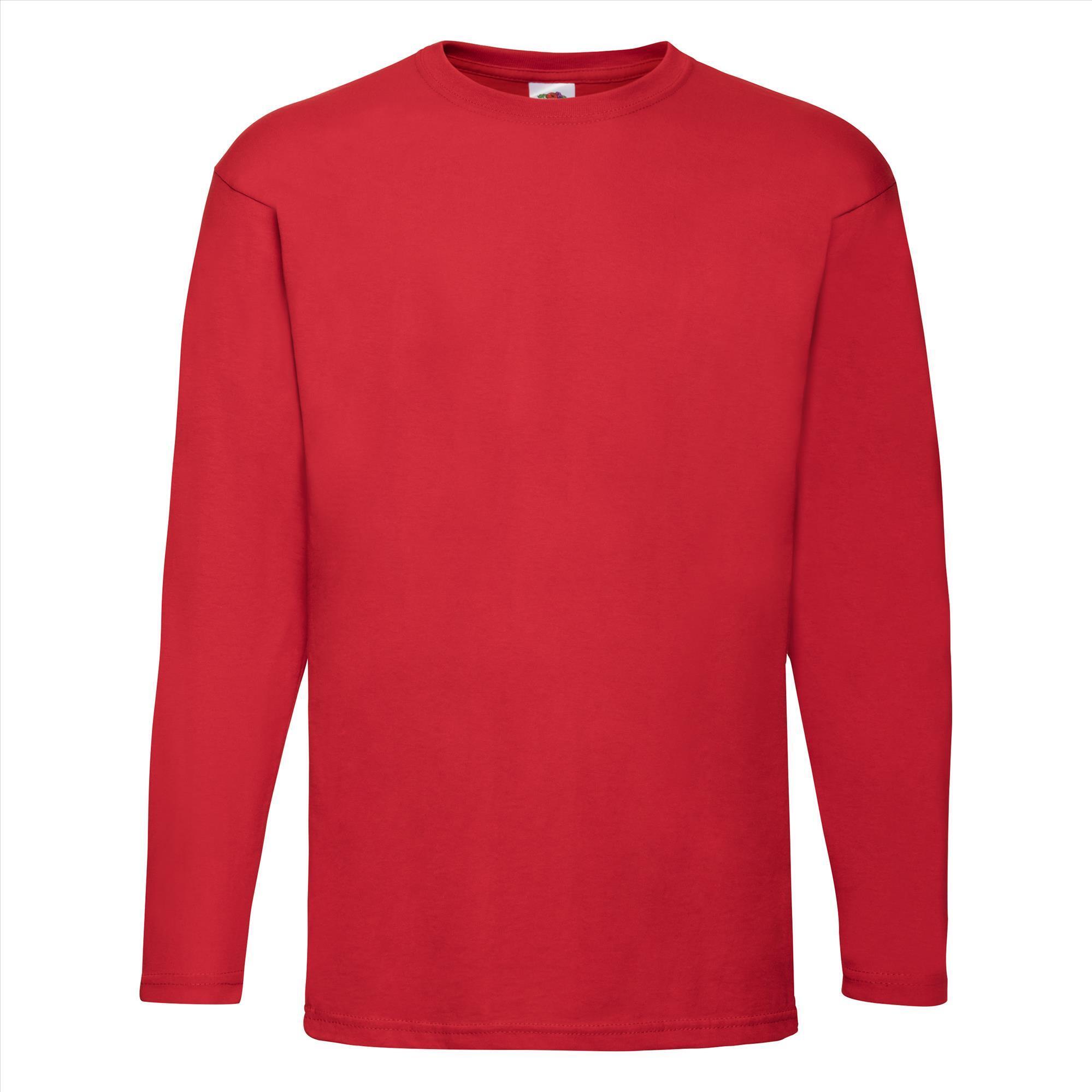 T-shirt rood lange mouwen voor mannen bedrukbaar te personaliseren
