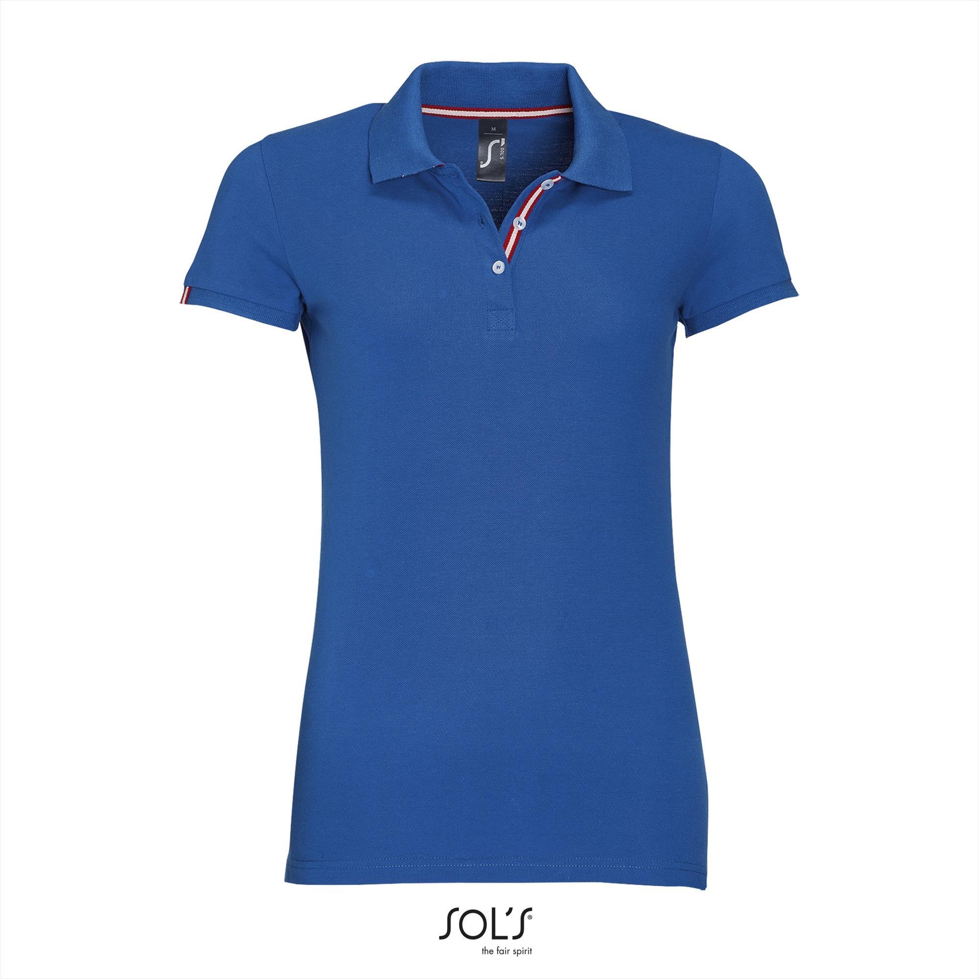 Trendy dames polo royal blauw bedrukbaar!