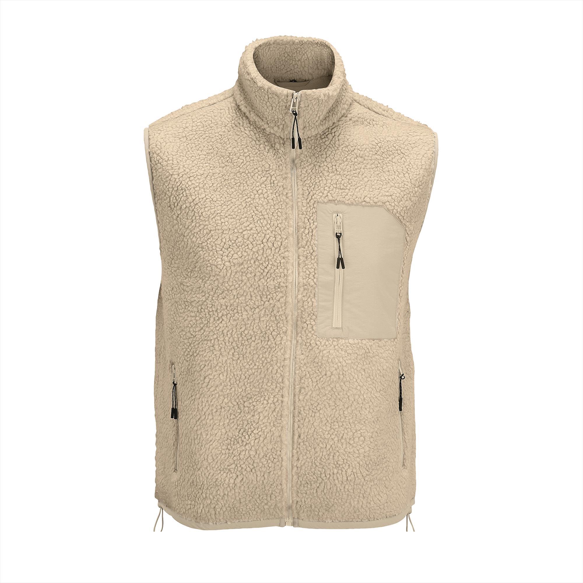 Unisex sherpa fleece bodywarmer shear beige/beige