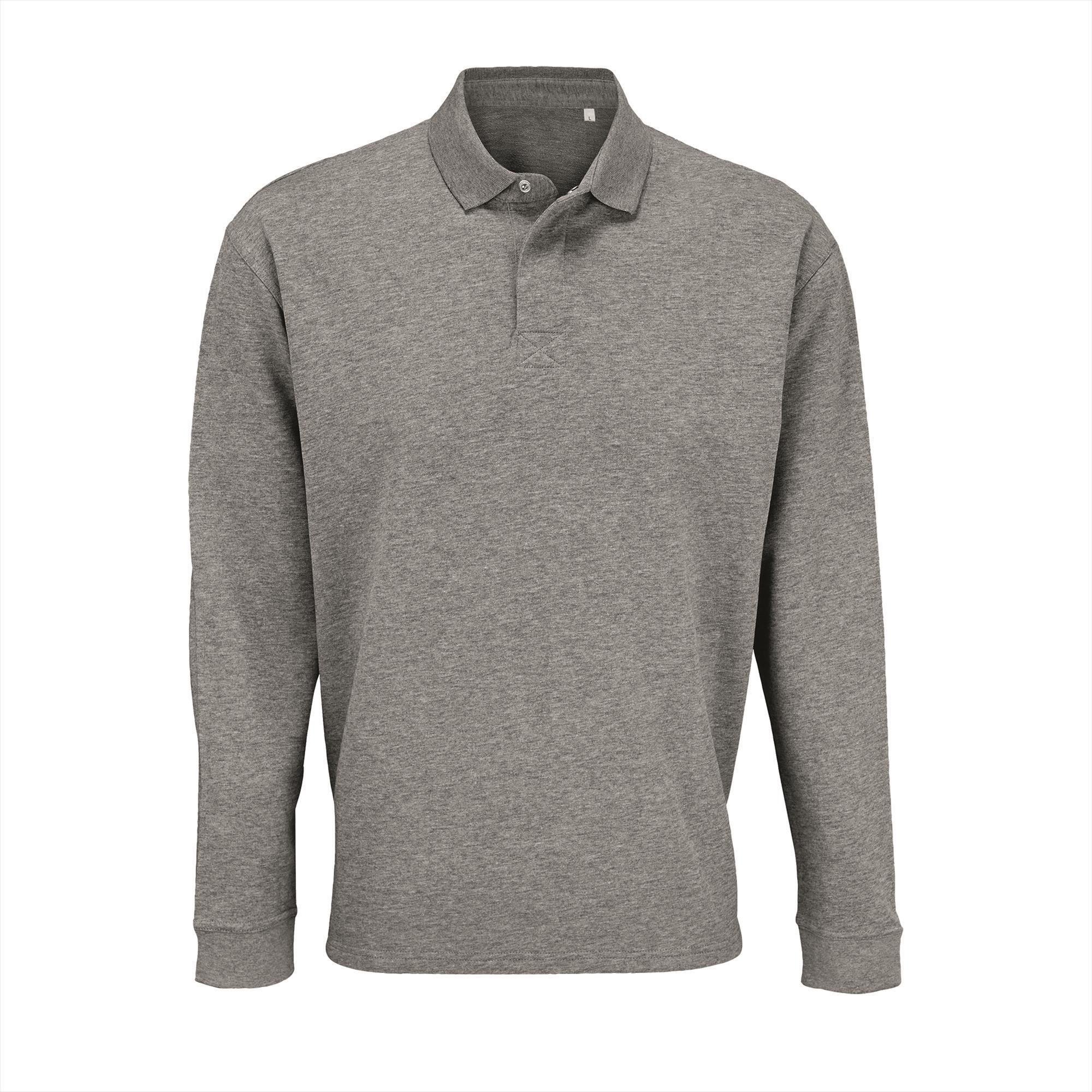 Unisex sweatshirt heren grijs melange duurzaam gerecycled katoen
