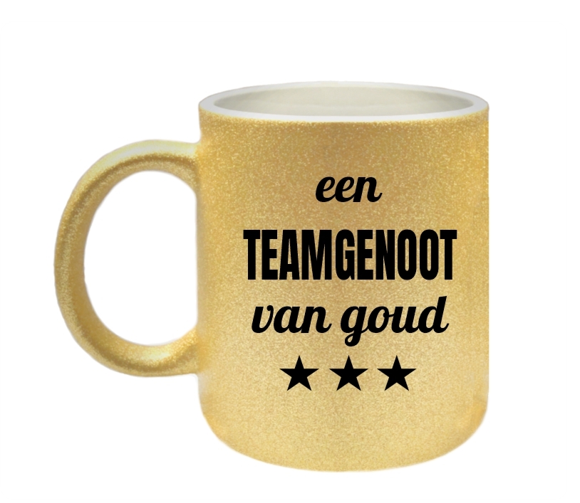 Cadeau mok voor een teamgenoot van goud