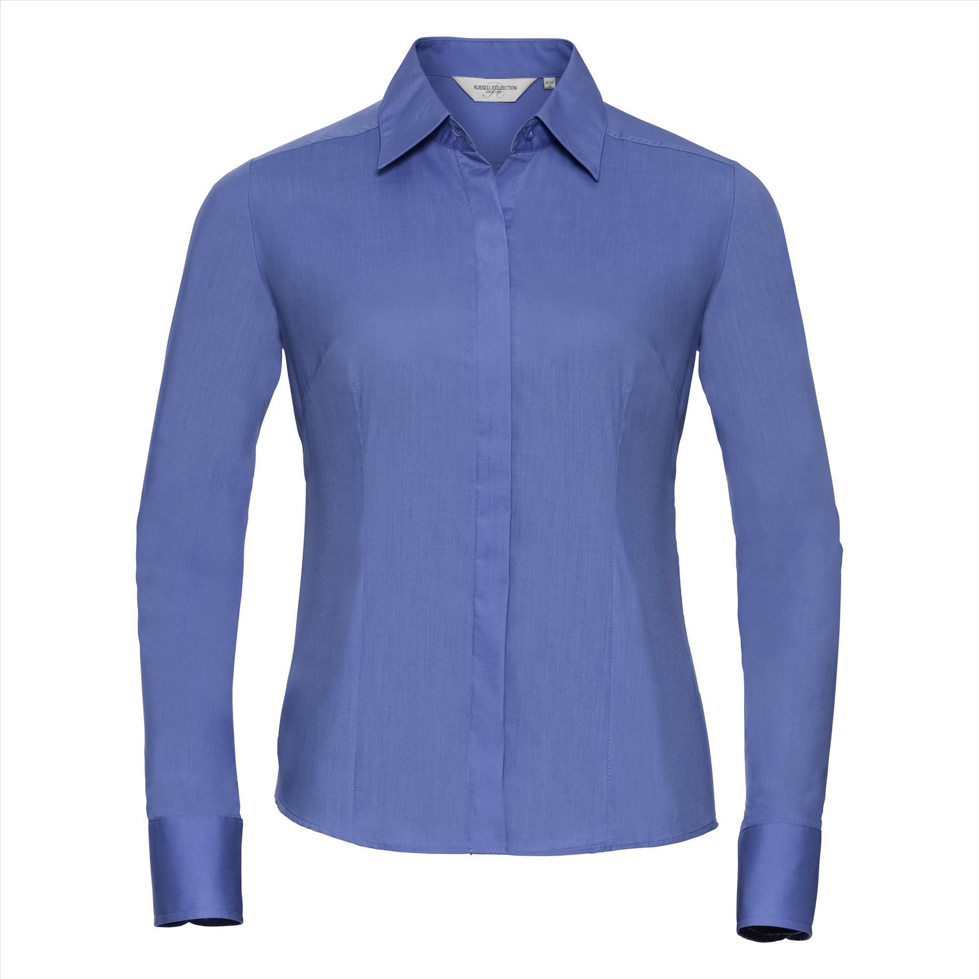 Dames blouse corporate blue te bedrukken te personaliseren met bedrijfslogo