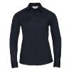 Dames blouse met klassieke kraag donkerblauw perfect voor bedrukking bedrijfslogo