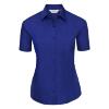 Dames blouse royal blauw korte mouw te personaliseren