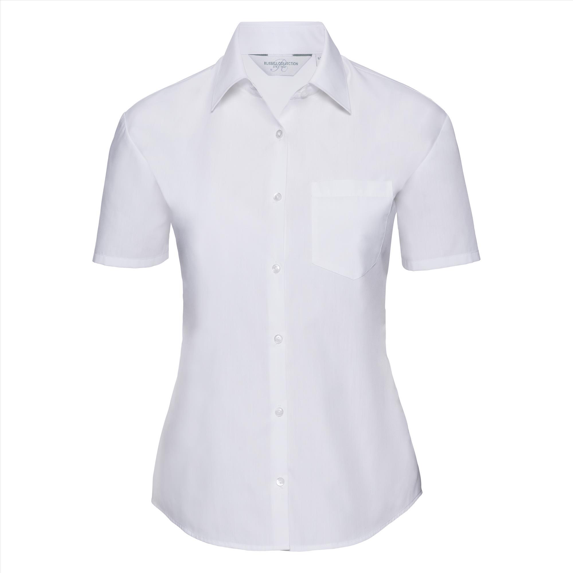Dames blouse wit korte mouw te personaliseren