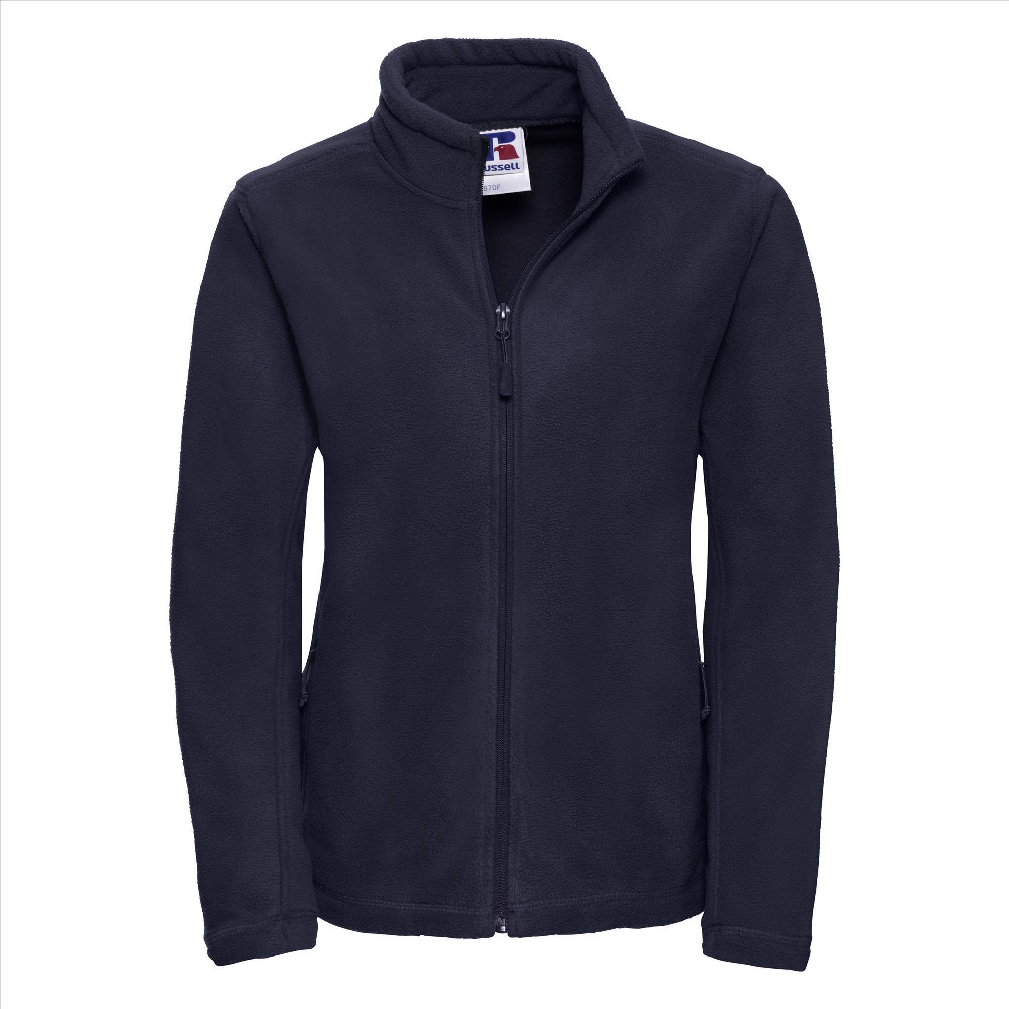 Dames fleece jas donkerblauw te personaliseren