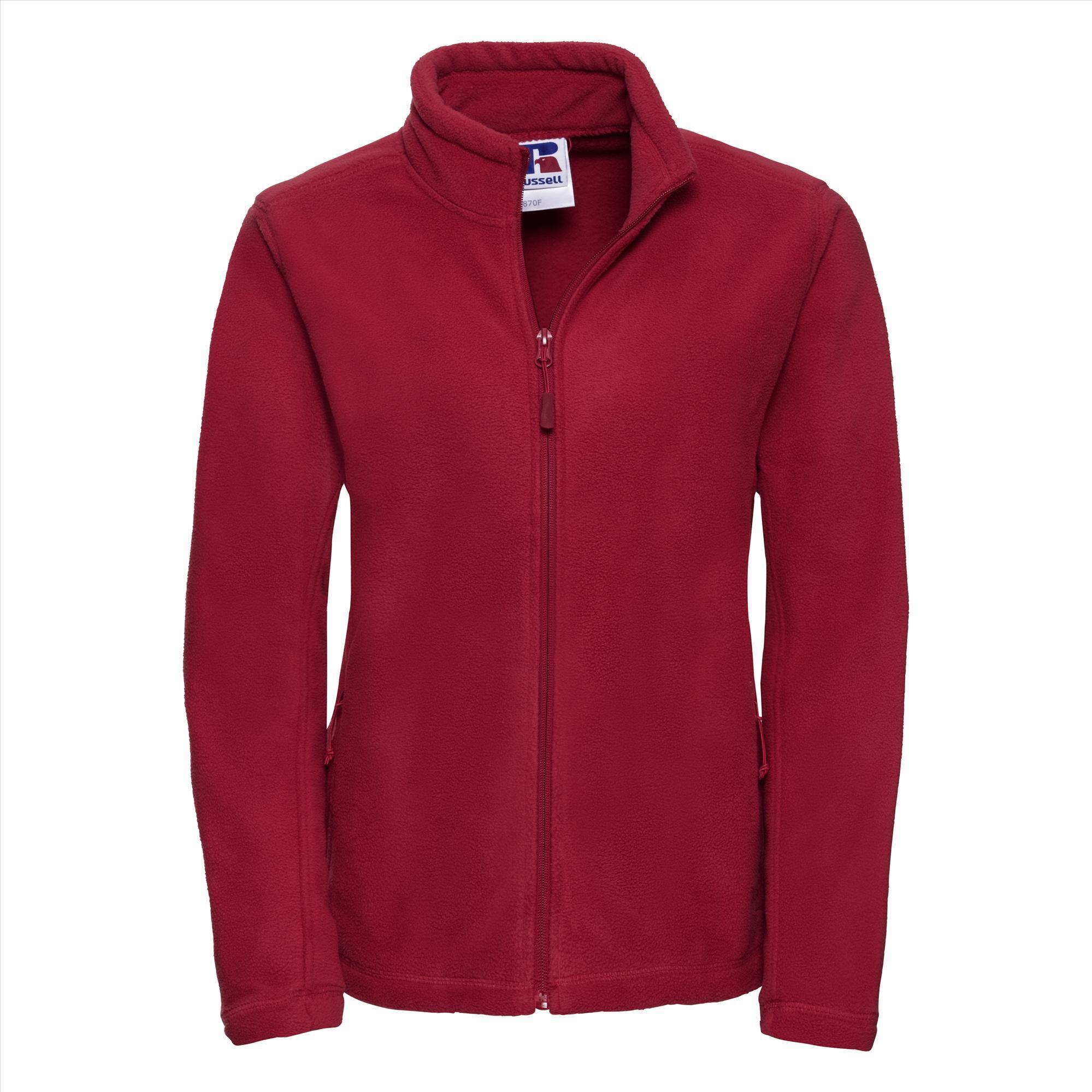 Dames fleece jas rood te personaliseren