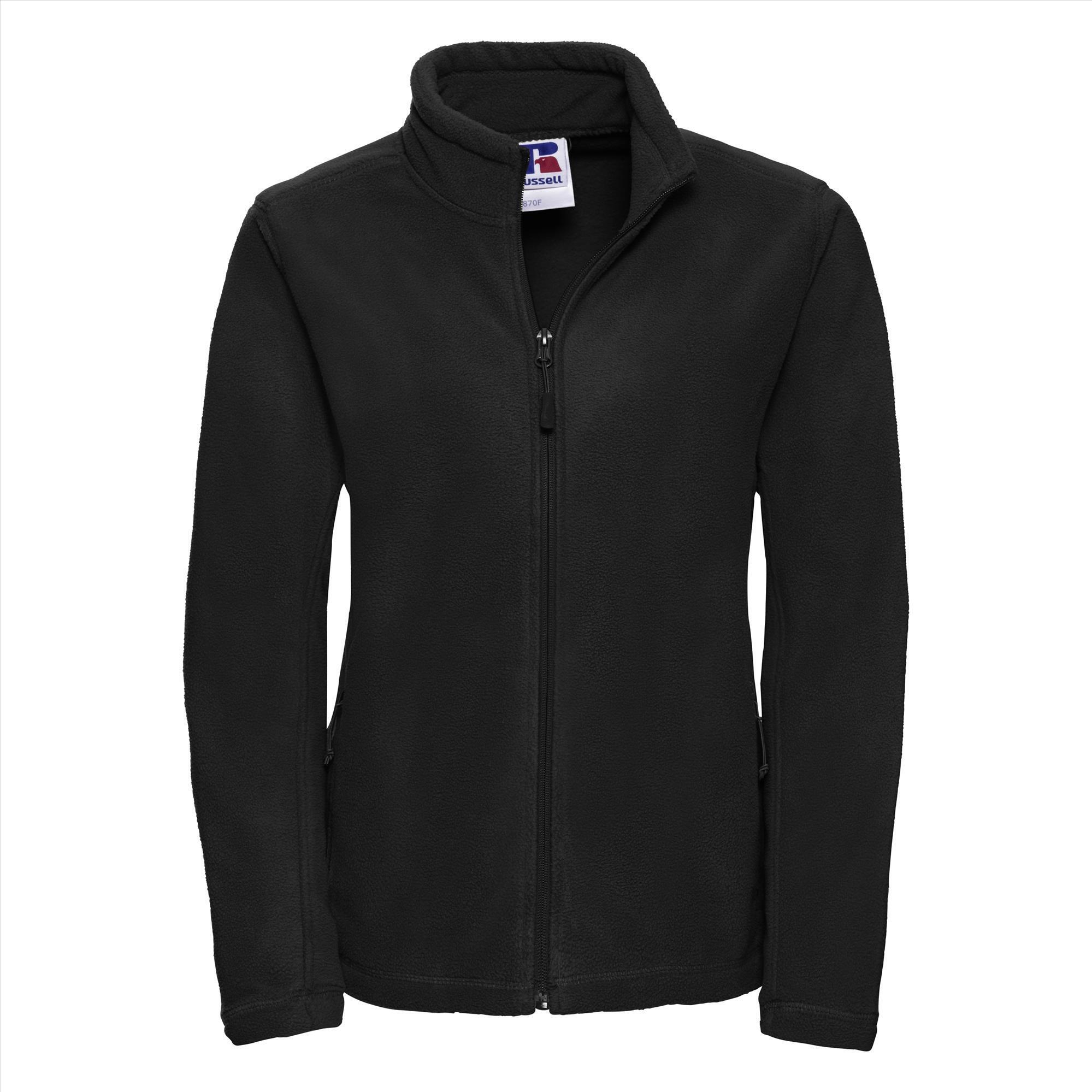 Dames fleece jas zwart te personaliseren