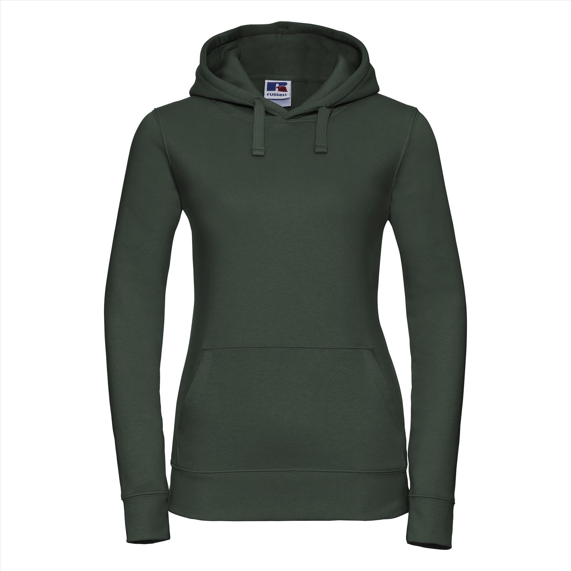 Dames hoodie flessengroen te personaliseren te bedrukken met een afbeelding logo