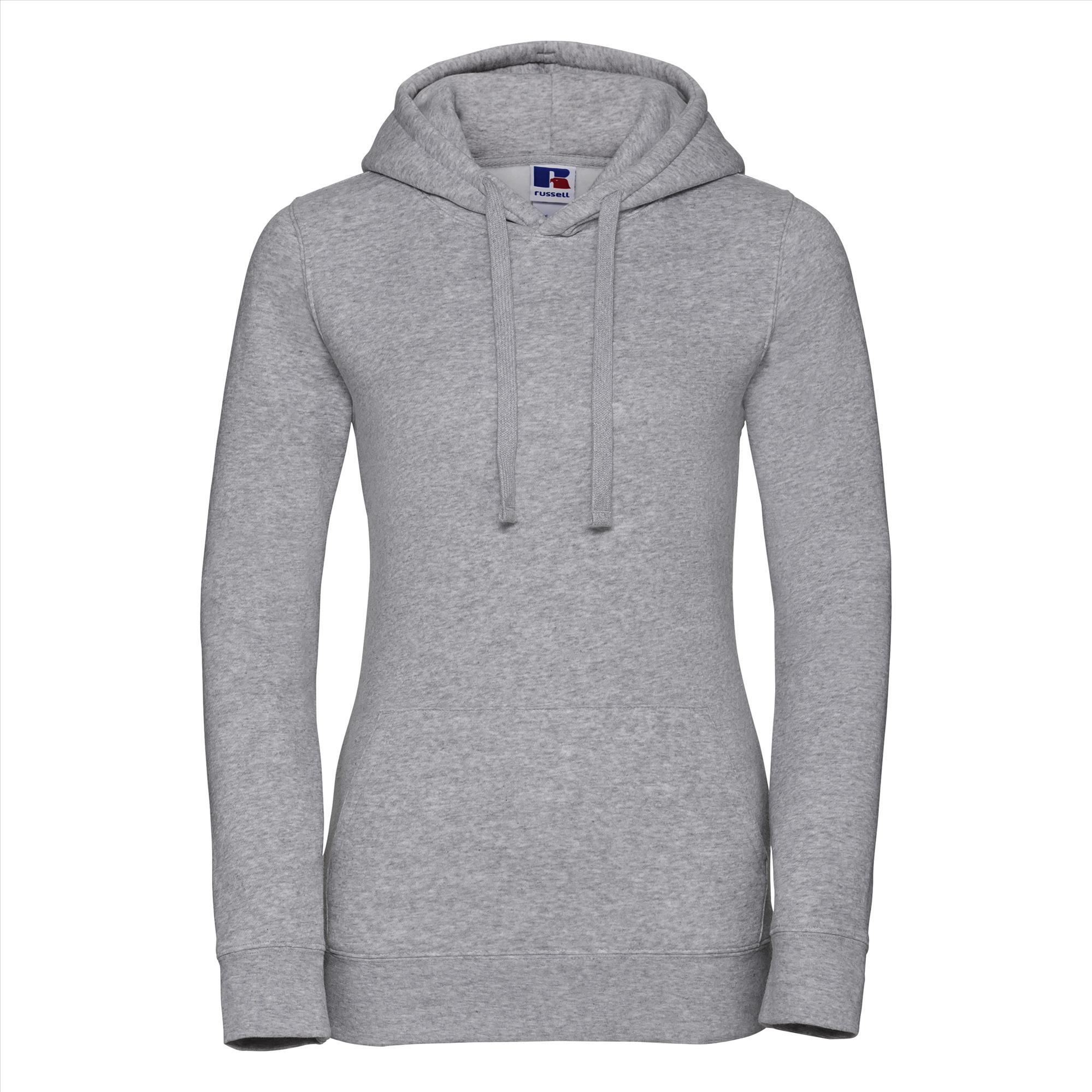 Dames hoodie lichtgrijs te personaliseren te bedrukken met een afbeelding logo