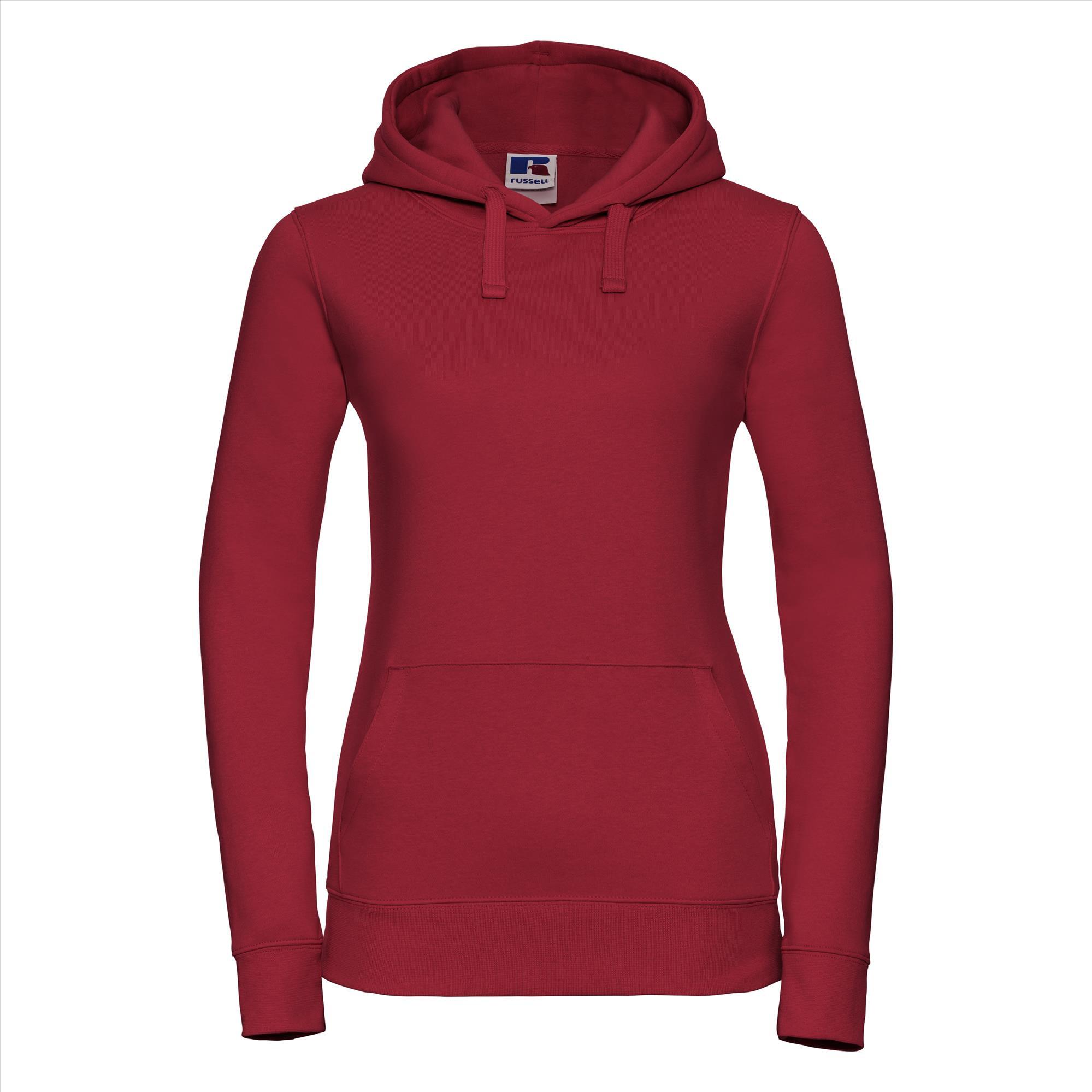 Dames hoodie rood te personaliseren te bedrukken met een afbeelding logo