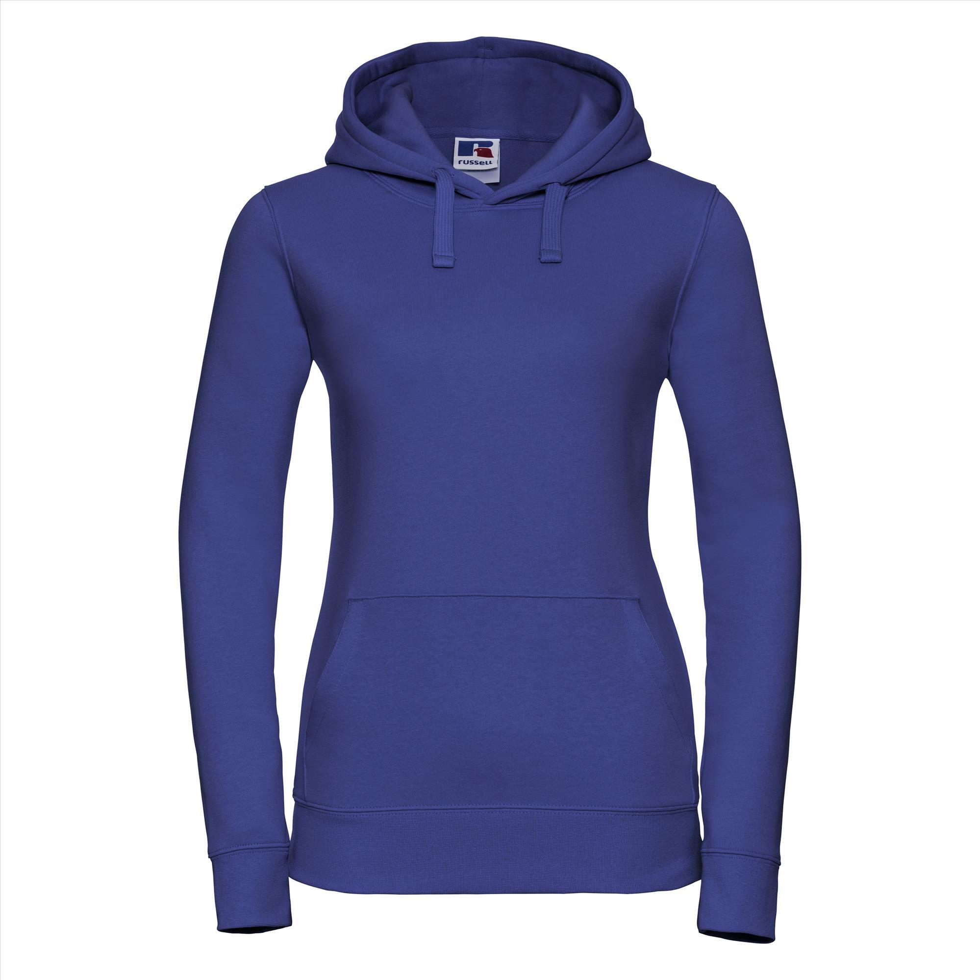 Dames hoodie royal blauw te personaliseren te bedrukken met een afbeelding logo