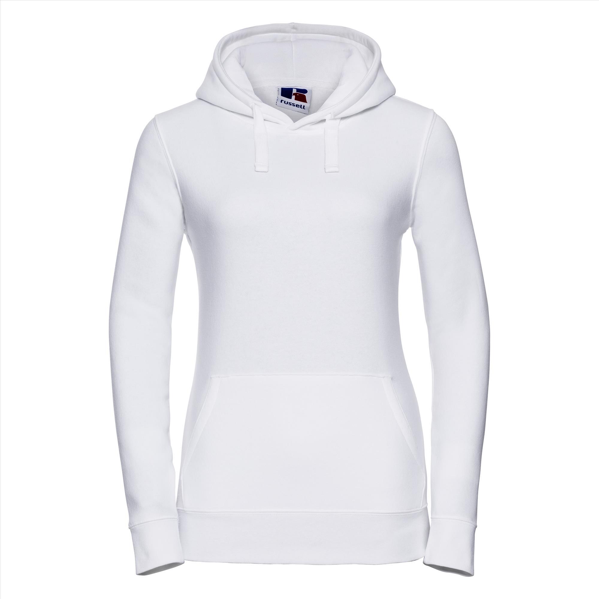 Dames hoodie wit te personaliseren te bedrukken met een afbeelding logo