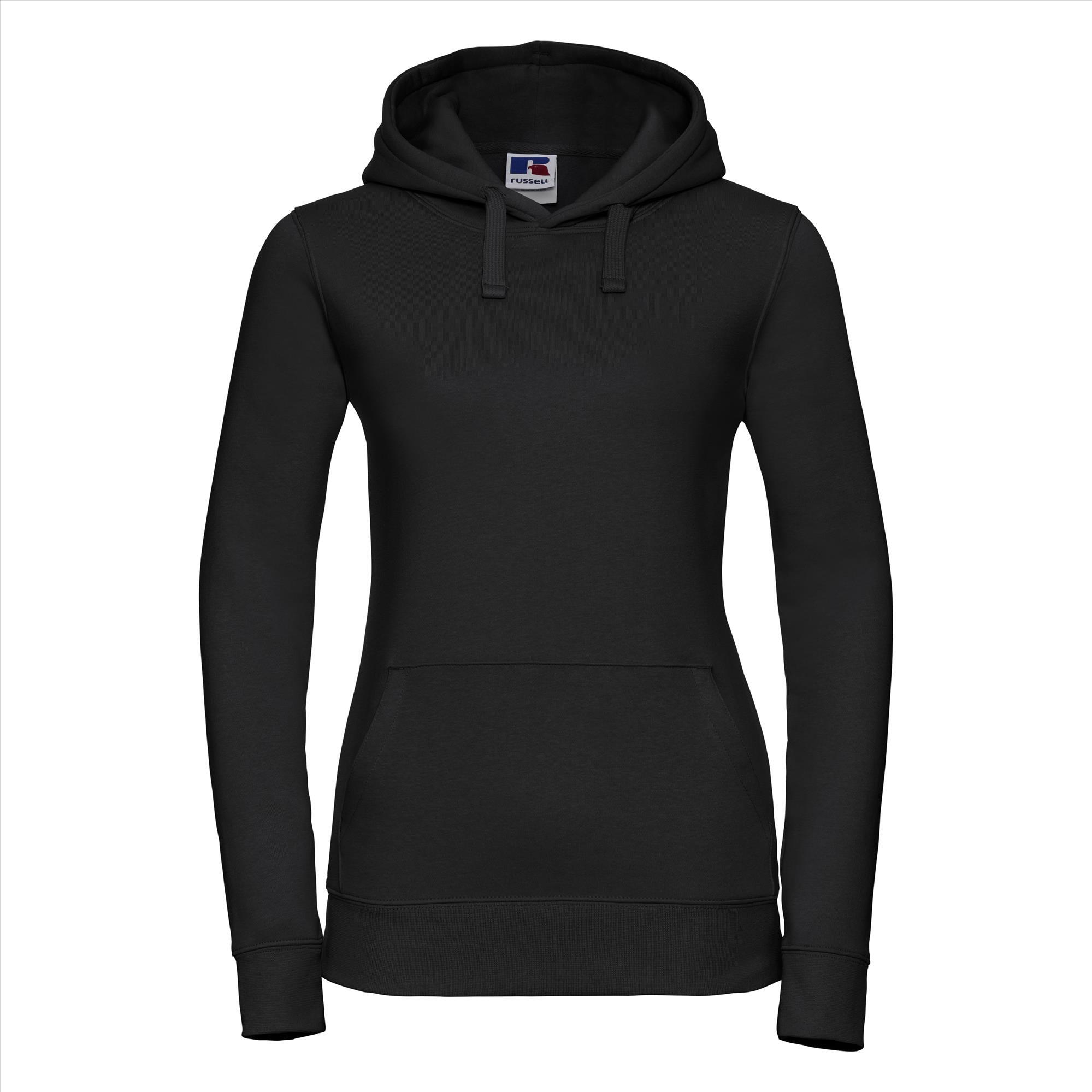 Dames hoodie zwart te personaliseren te bedrukken met een afbeelding logo